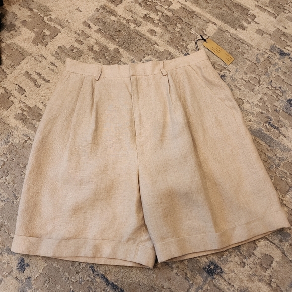 NWT Vintage Nordstrom Linen Beige highrise pleated lined shorts. Size 16 - Picture 7 of 16